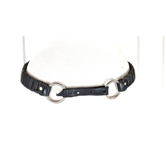 Dean braided black woven leather metal link belt main image 4